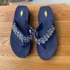 Volatile Navy and Silver Embellished Sandals